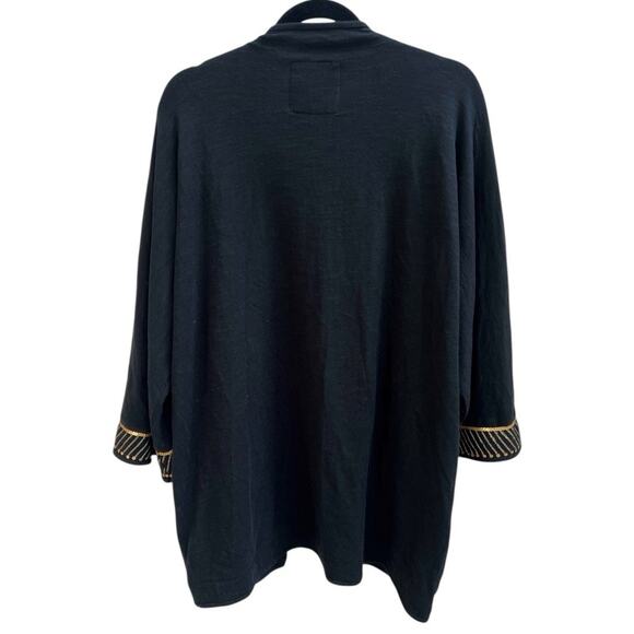 Johnny Was NWT Biya Short Kimono Open Black Beaded Sequin Boho Sz S Oversized - Picture 2 of 8